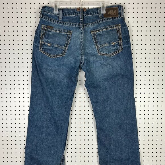 Ariat M5 Blue Jeans 36x34 Men's Work Wear Cowboy Straight Fit READ FLAW Denim - Picture 2 of 7